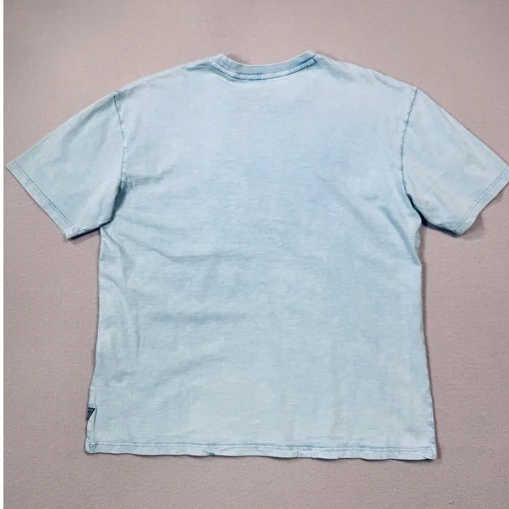 Guess Front Logo graphic print T-Shirt, blue Medium $49 - Picture 2 of 8
